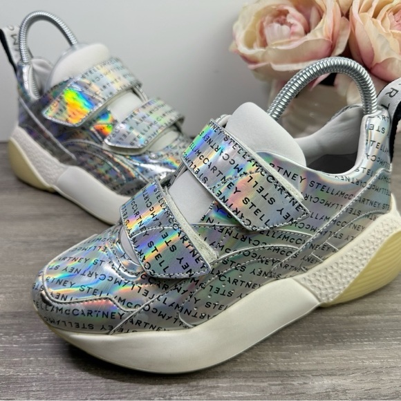 Stella McCartney Eclypse Holographic Logo Sneakers Womens 37/US6.5-7 EUC $871 - Picture 3 of 14
